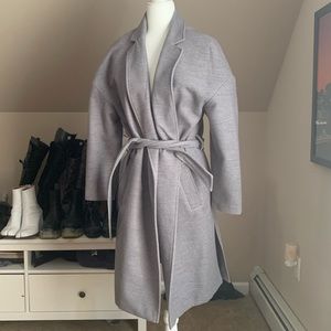 minimal gray wool coat